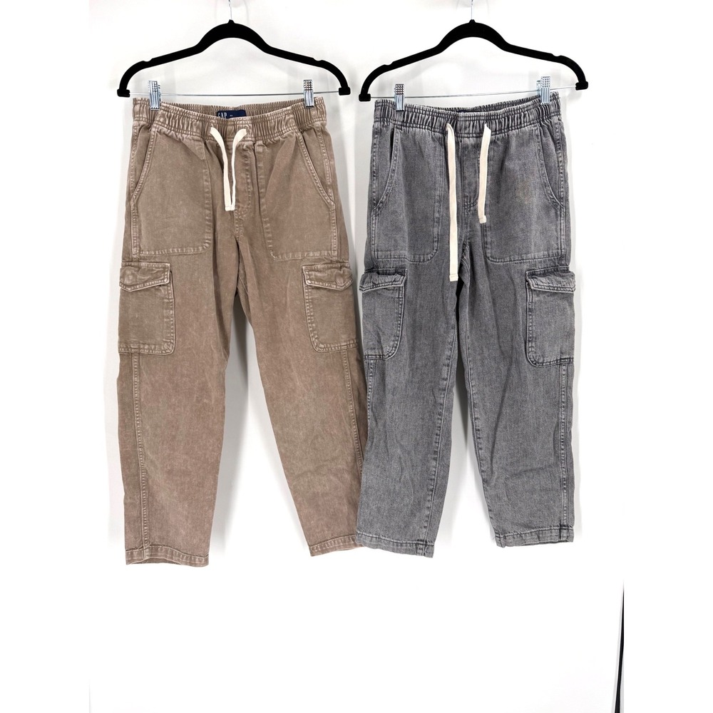 Gap Easy Jean Cargo Pants Women XS Brown Grey 2 Pack Elastic‎ Waist Gorpcore
